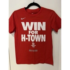 NWOT Houston Rockets Nike 2025 Playoff Tshirt Size Medium Youth Kids Win H-Town‎